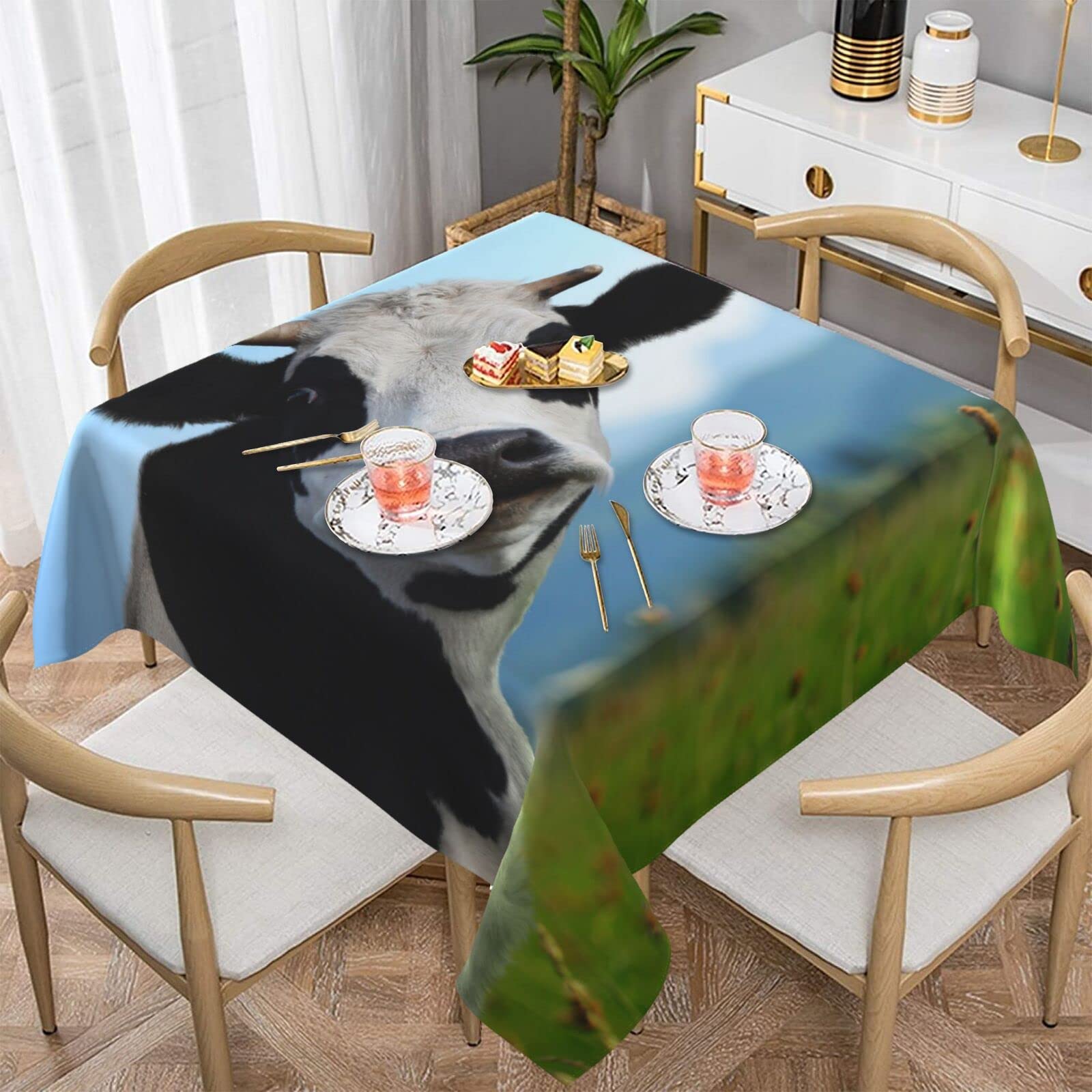 Nappe carrée motif vache mignonne pour table de cuisine et salle à manger moderne