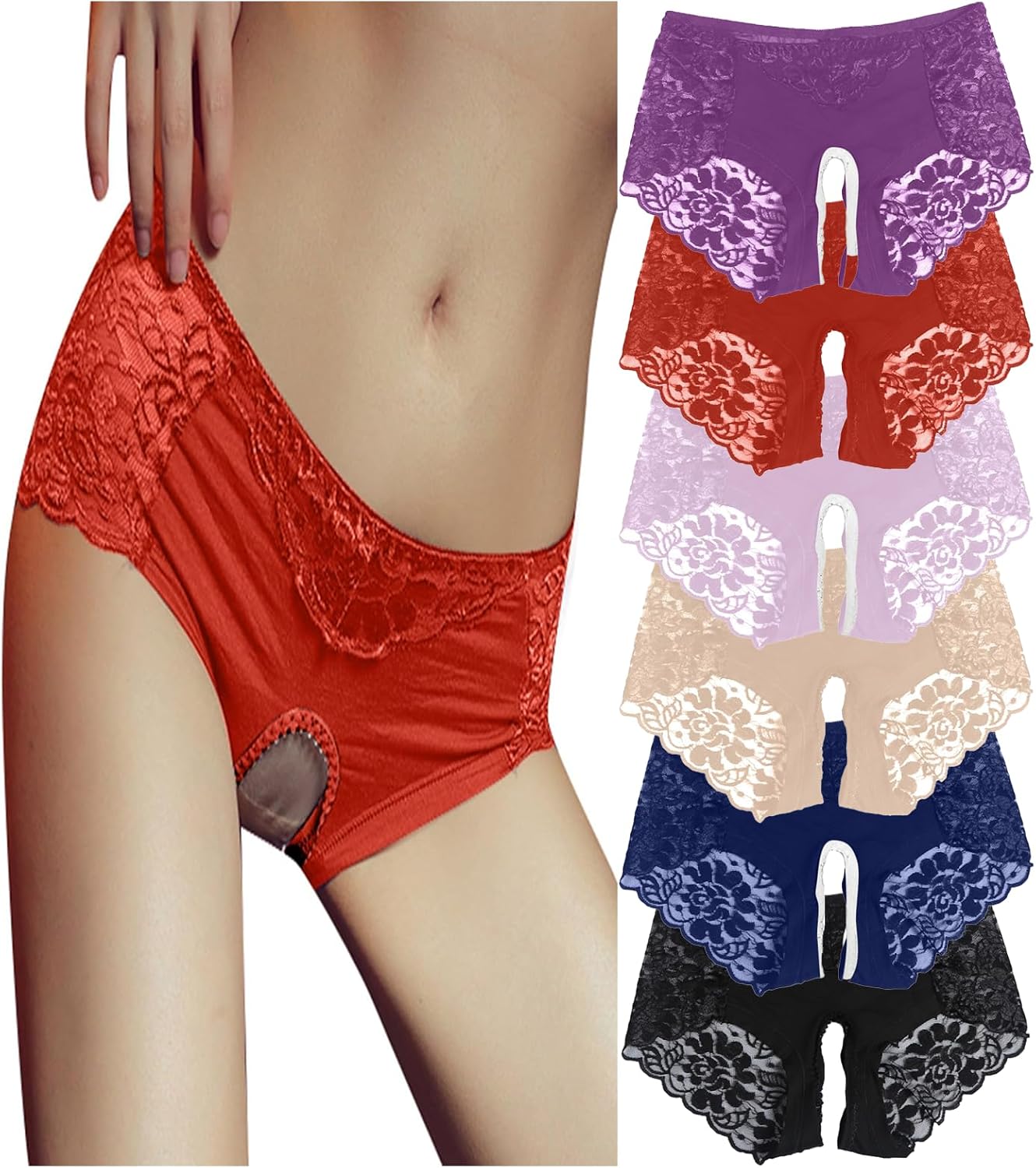 Sexy Panties for Women Lace Naughty Crotchless Cheeky Seamless Underwear Briefs