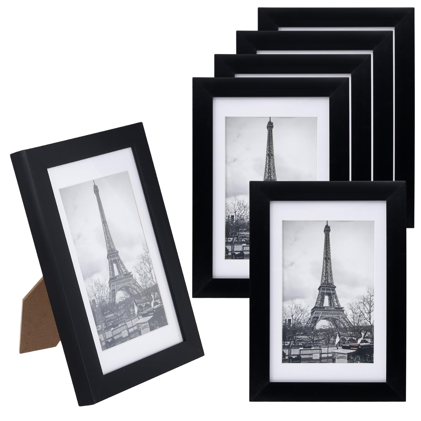 SENJEOK 6 PCS A6 Picture Frame, 6 x 4 Inch Black Photo Frames for Tabletop Display Wall Mounting