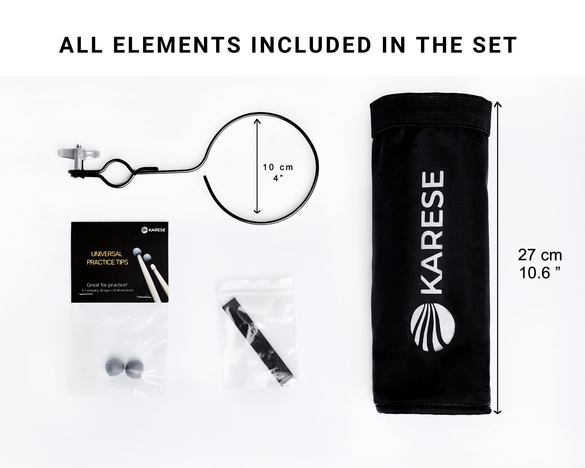 Drumsticks Bag Holder, comes Complete with a Pair of Silicone Drumsticks Silent Practice Tips, Brush Beater Holder, Holds up to 12 Pairs of Drumsticks