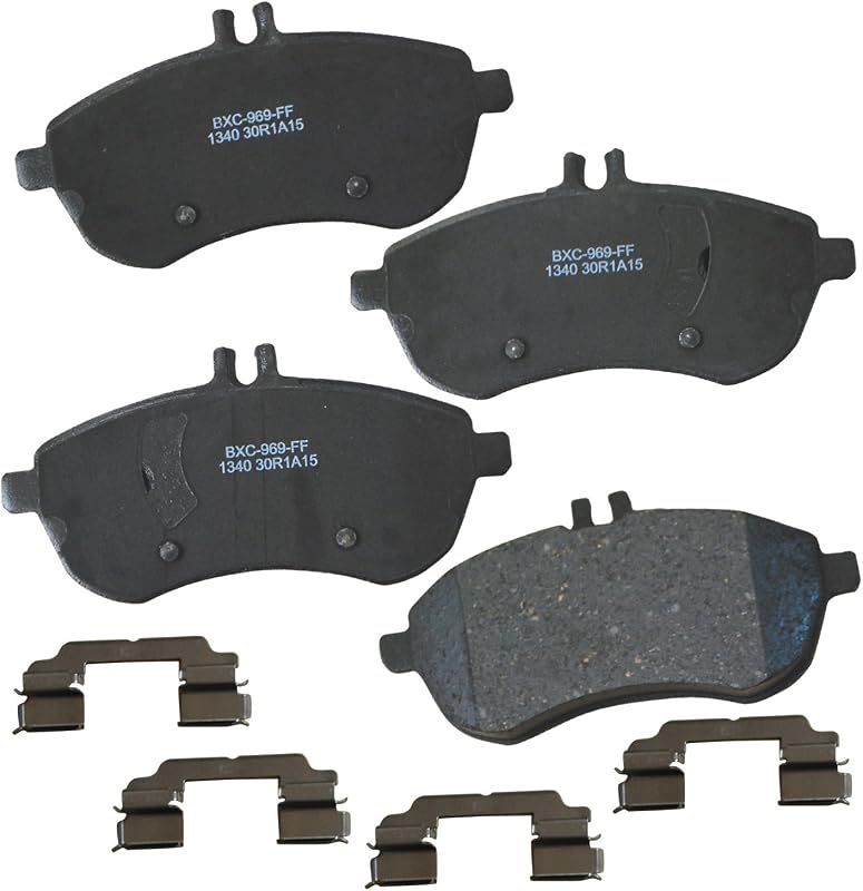 Pastilhas de freio dianteiras cerâmicas Bendix Premium SBC1340 para Mercedes-Benz – Jogo com acessórios