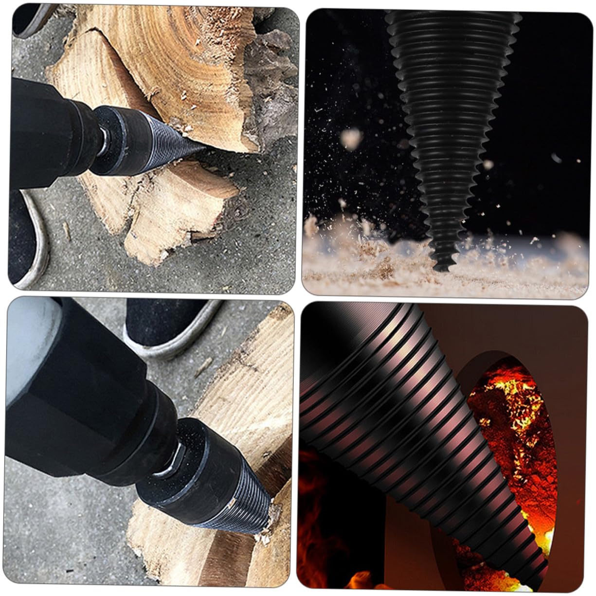 Cône de Foret en Acier Noir Résistant à L'Usure Travail du Bois, Foret Polyvalent 32Mm pour Fendre le Chêne et Autres Bois Durs