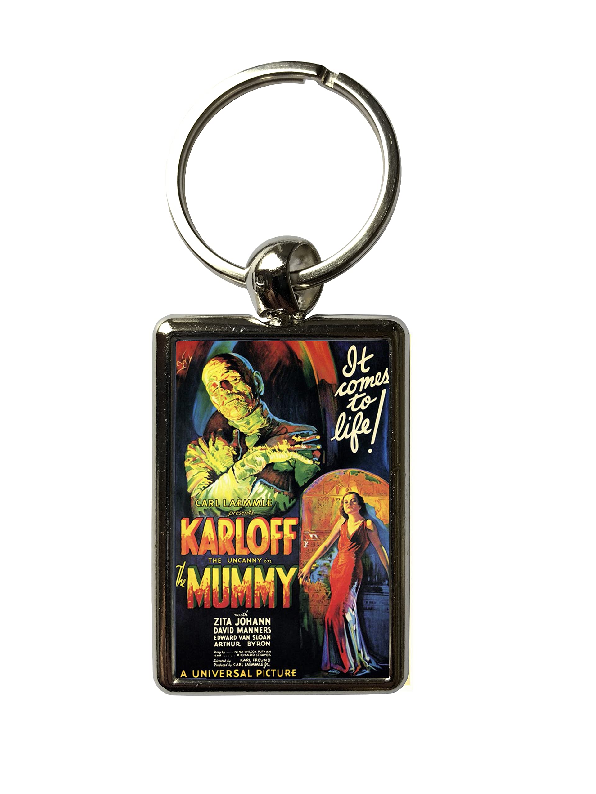 Super Universe Unisex Multicolored Universal Studios The Mummy Boris Karloff Metal Keyring 3 X 4.5 Cm