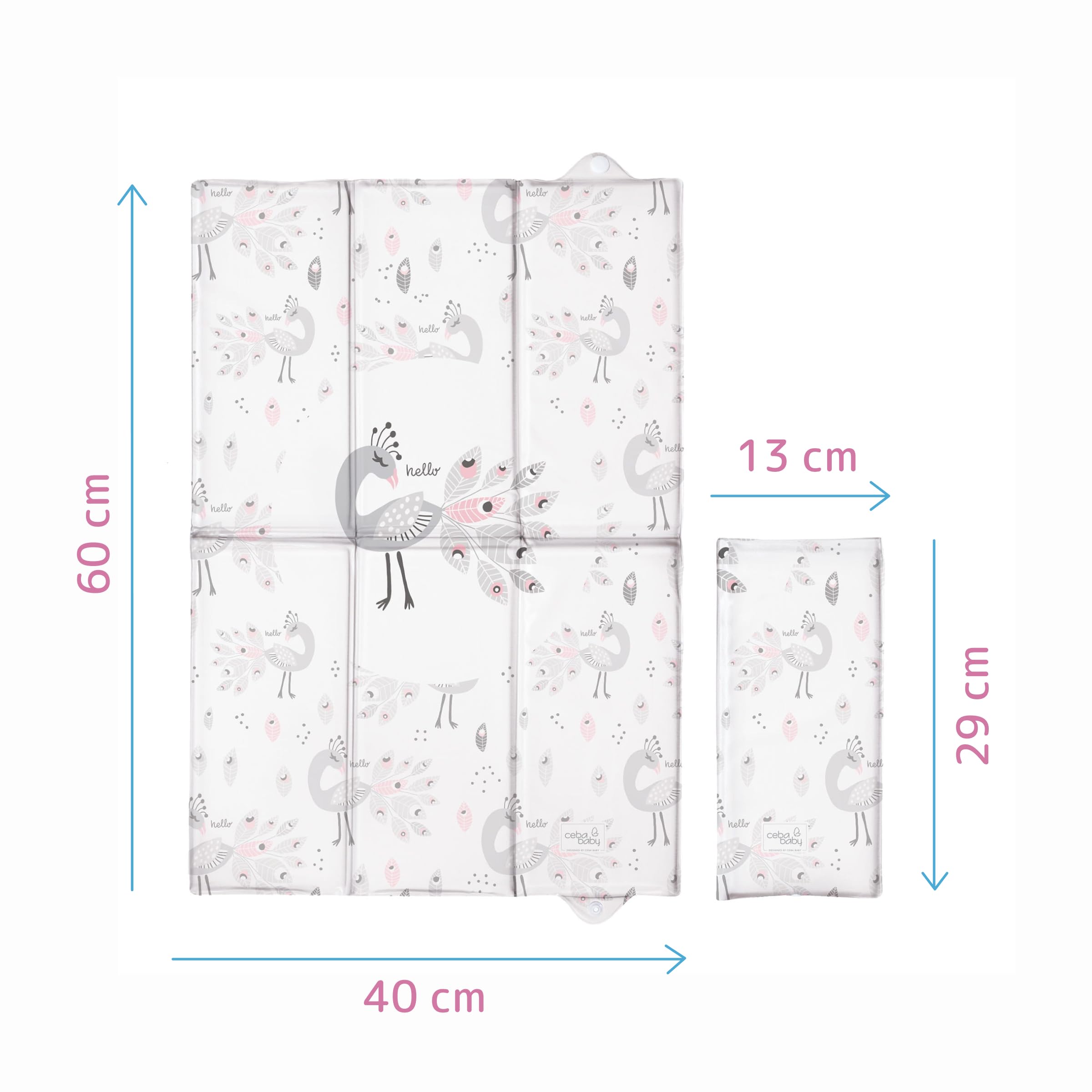 Fasciatoio Pieghevole Portatile Da Viaggio – 40x60 Cm, Impermeabile, Con Fantasia Floreale Colorata Per Bambine - 2