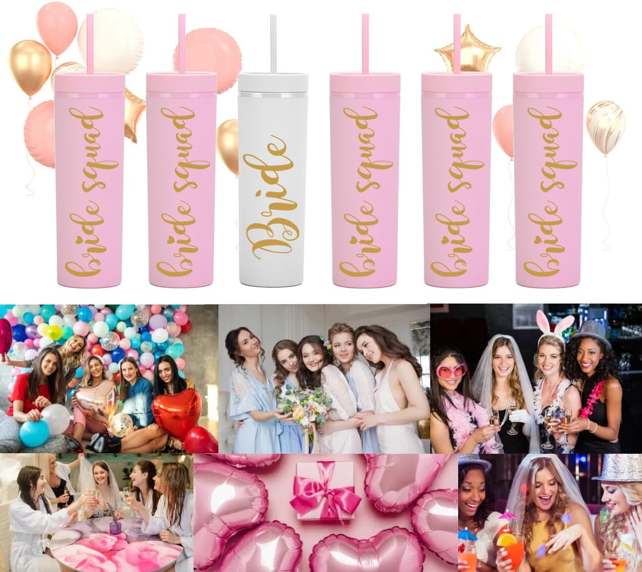 Bride & Bride Squad 16oz Skinny Tumblers.Bachelorette Party Cups.Engagement Wedding Gifts.Bridesmaid Proposal Gifts.Bridal Shower Gifts.Bridal Bachelorette Party Tumblers Cups. - Image 7