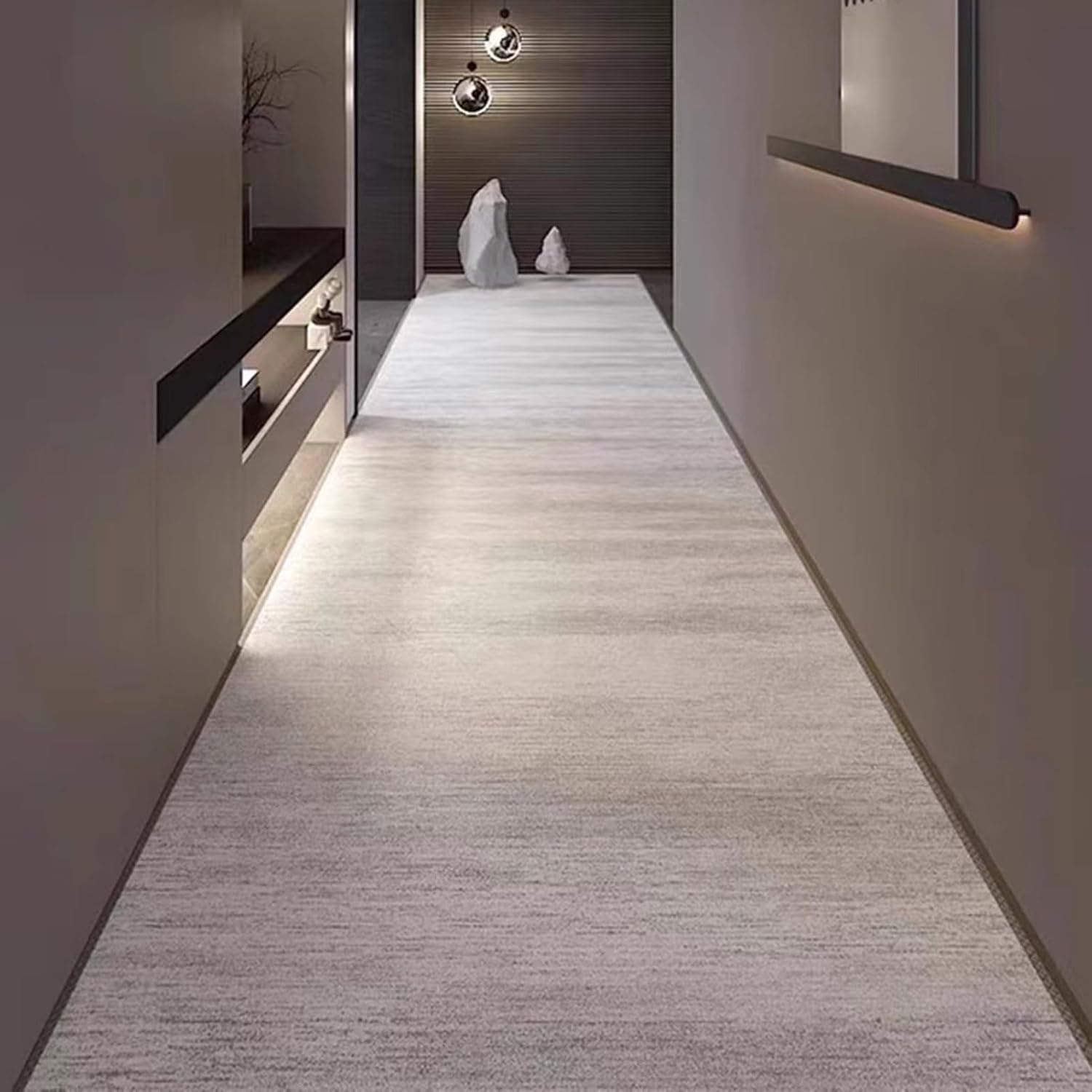 ZIMGOD Gray Hallway Runner Rug, Low Pile Carpet for Indoor Home Bedroom, Washable Floor Mat Area Rugs, Soft Accent Rug for Living Room Apartment Studio (Size : 140CM X 700CM (4.5FT X 23FT))