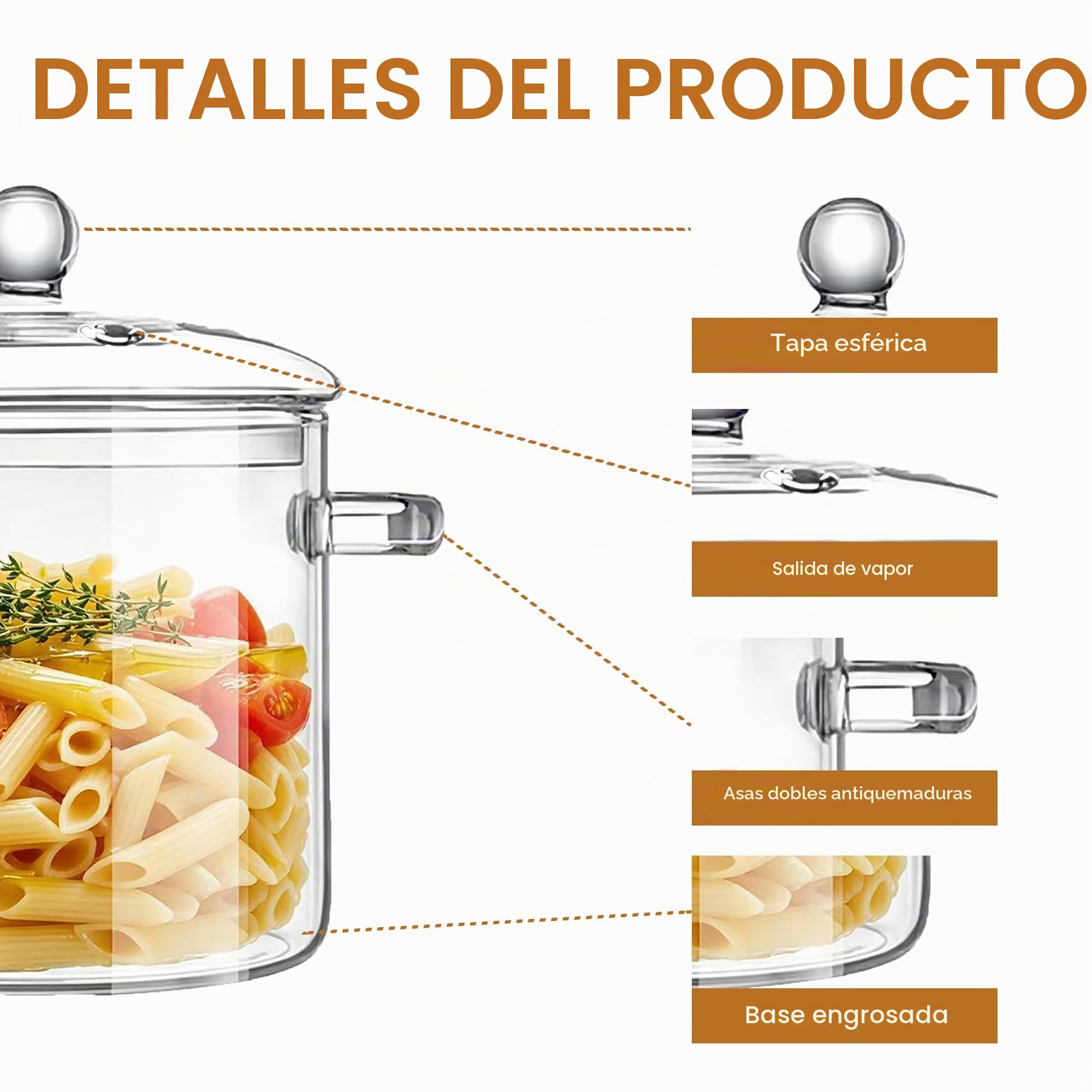 Olla de vidrio transparente con tapa para cocinar popurrí, cacerola de 3 litros, ollas grandes de 101 onzas para estufa, visiones superiores, ollas de borosilicato grandes y seguras
