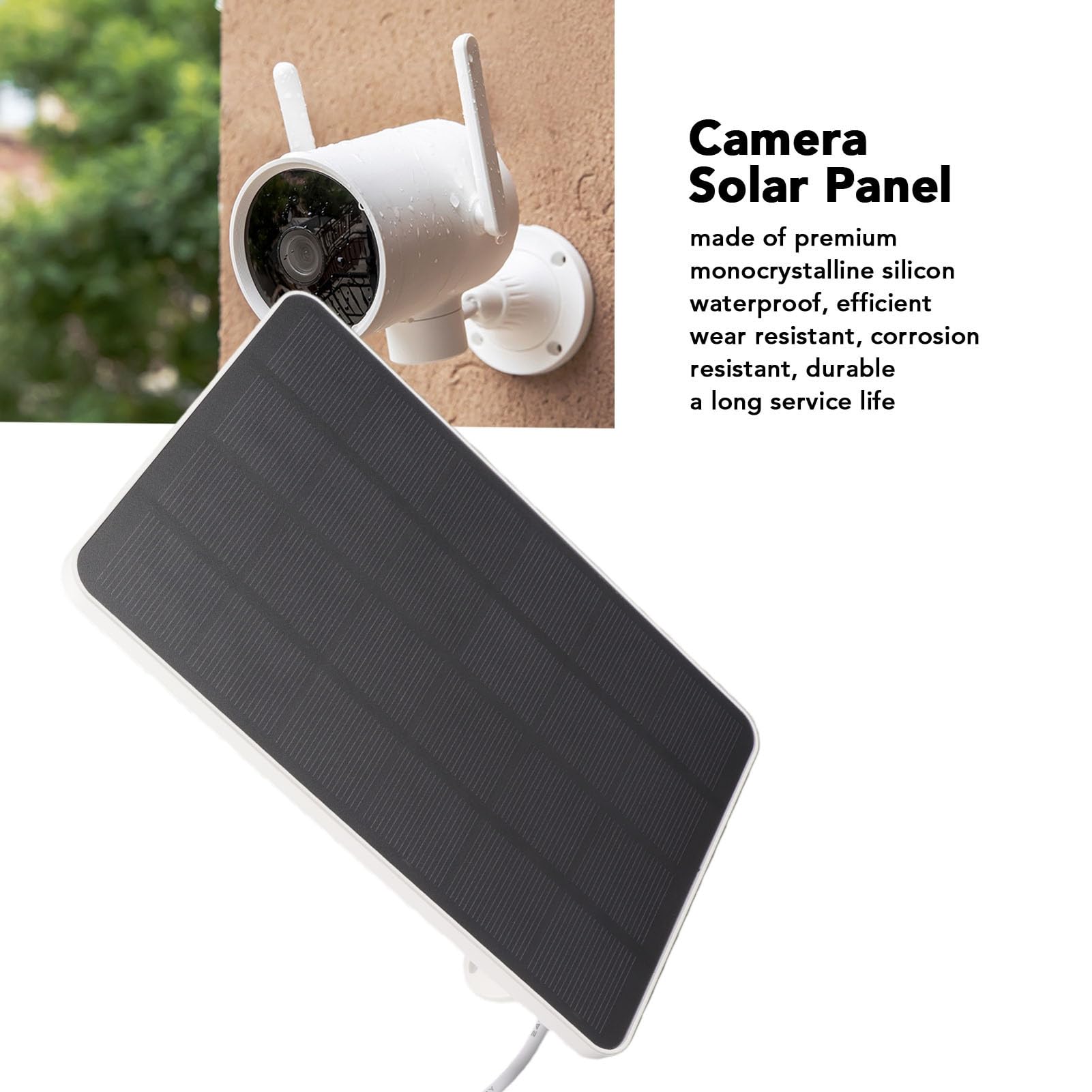 GOTOTOP S340 Pannello solare wireless da esterno 5 V 4 W, pannello solare IP65 per telecamera di sorveglianza esterna, pannello solare di ricarica per fotocamere da trail, adattatore per scheda di