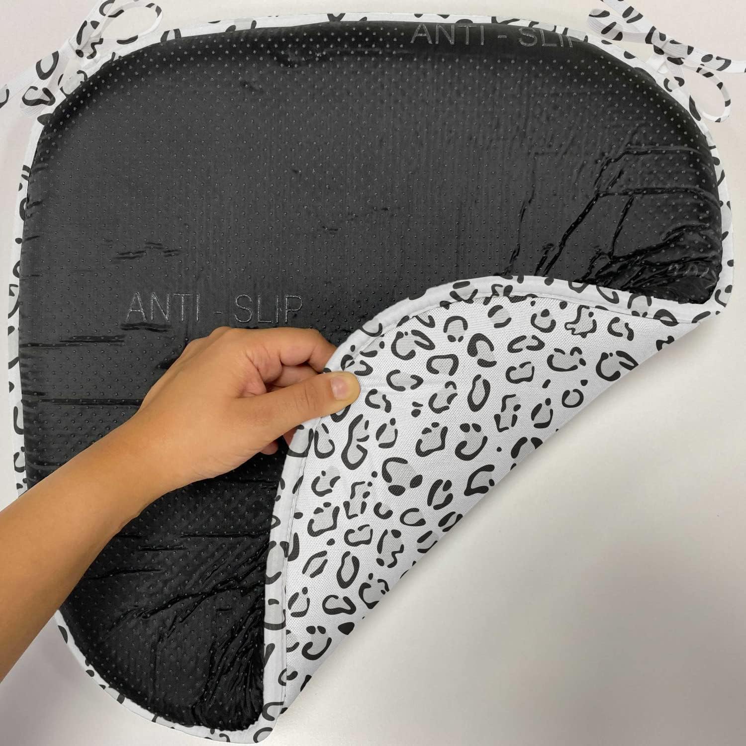 Lunarable Snow Leopard Chair Seating Cushion Set of 8, Continuous Pattern of Greyscale Natural Camouflage Wild Cat Skin, Anti-Slip Seat Padding for Kitchen & Patio, 16"x16", Dust Pearl Charcoal Grey