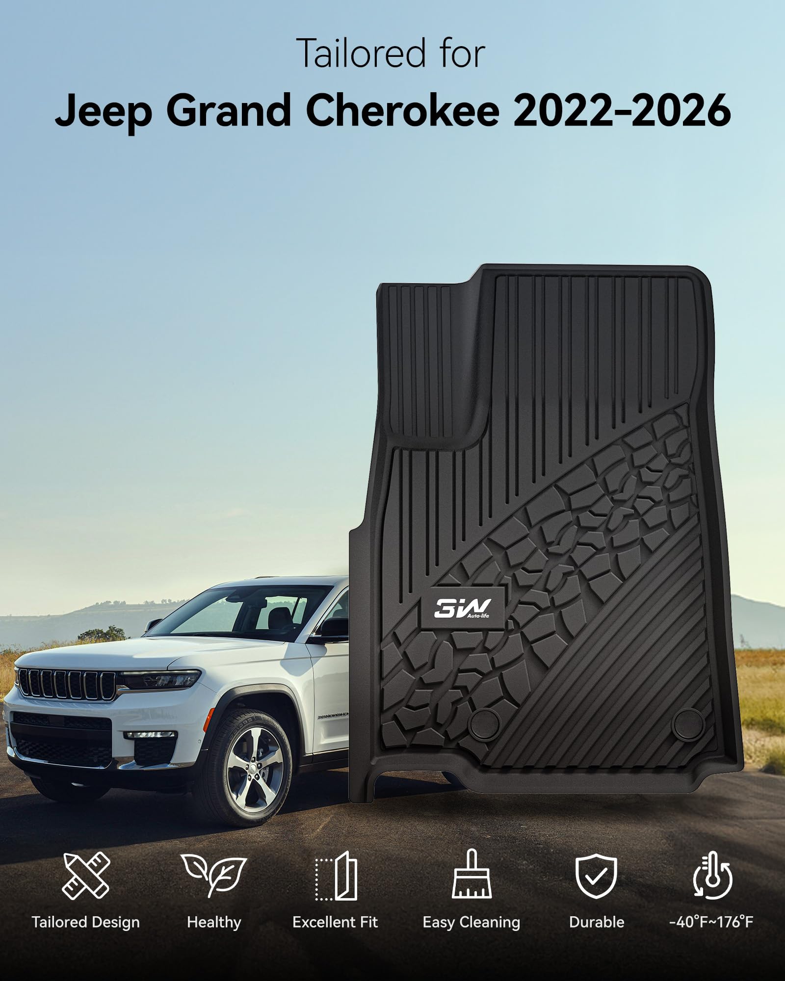 3W Floor Mats Cargo Liner Fit for Jeep Grand Cherokee WL Include 4xe Not L or WK 2026 — view 6