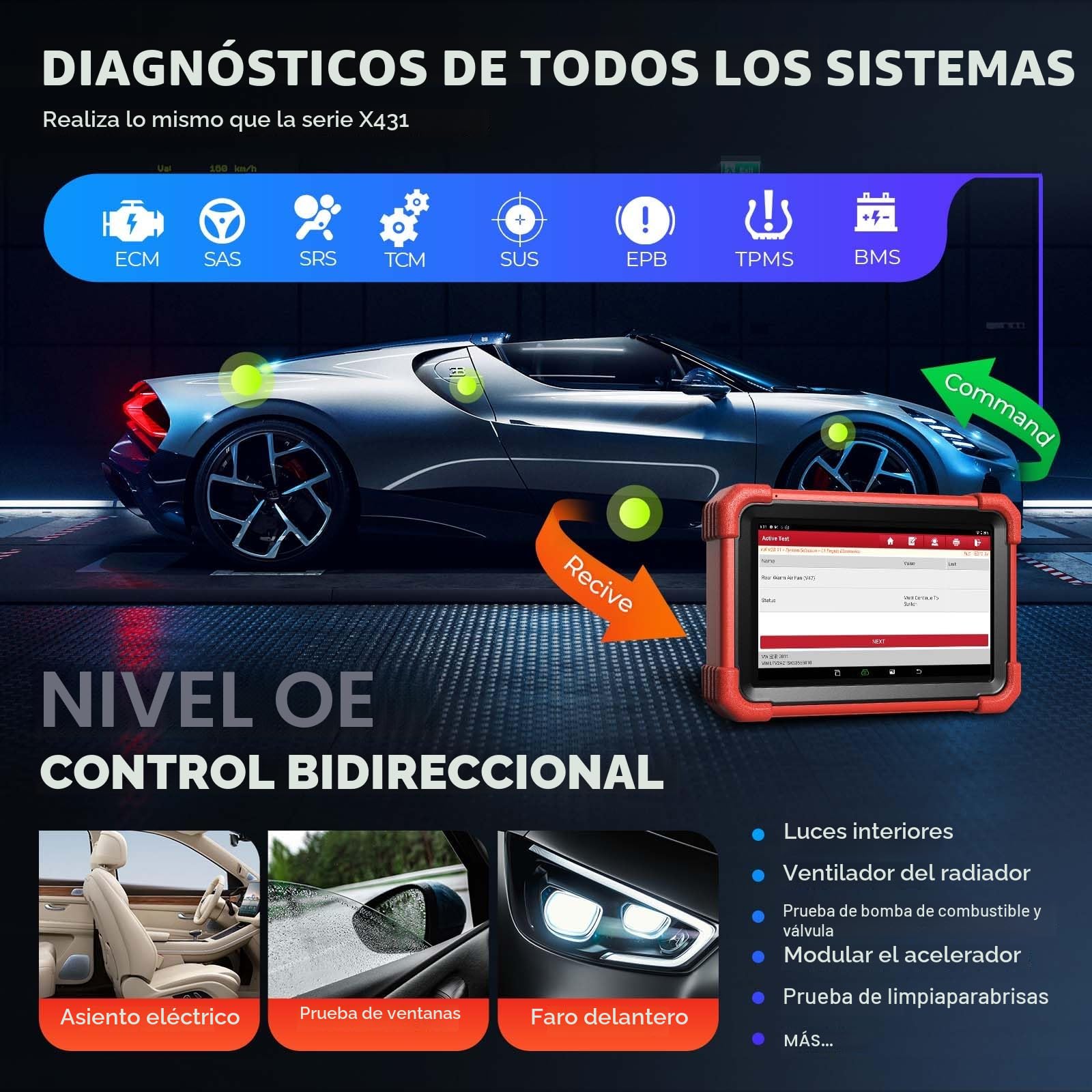 Launch X431 CRP919X BT OBD2 Herramienta de Diagnóstico Bidireccional con 45 + Servicio, Escáner de Diagnóstico de Nivel OE, Prueba Activa, CANFD&DOIP, Codificación ECU