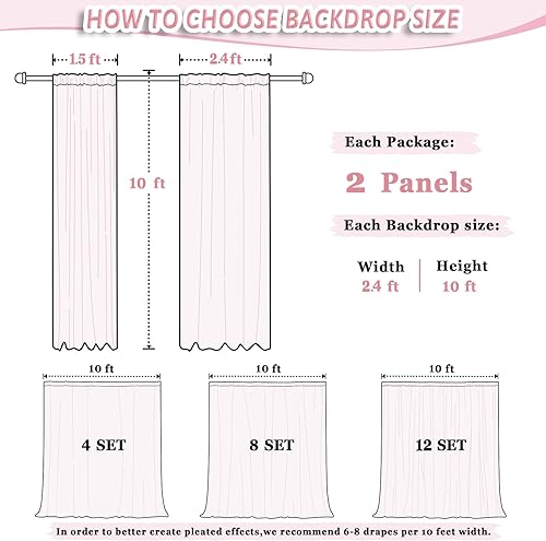 Miniatura 6 de DUOBAO Cortina de gasa rosa intenso, 2 paneles de 29 pulgadas (29.1 in de ancho) por 120 pulgadas de largo, cortinas de gasa para boda, cortinas de