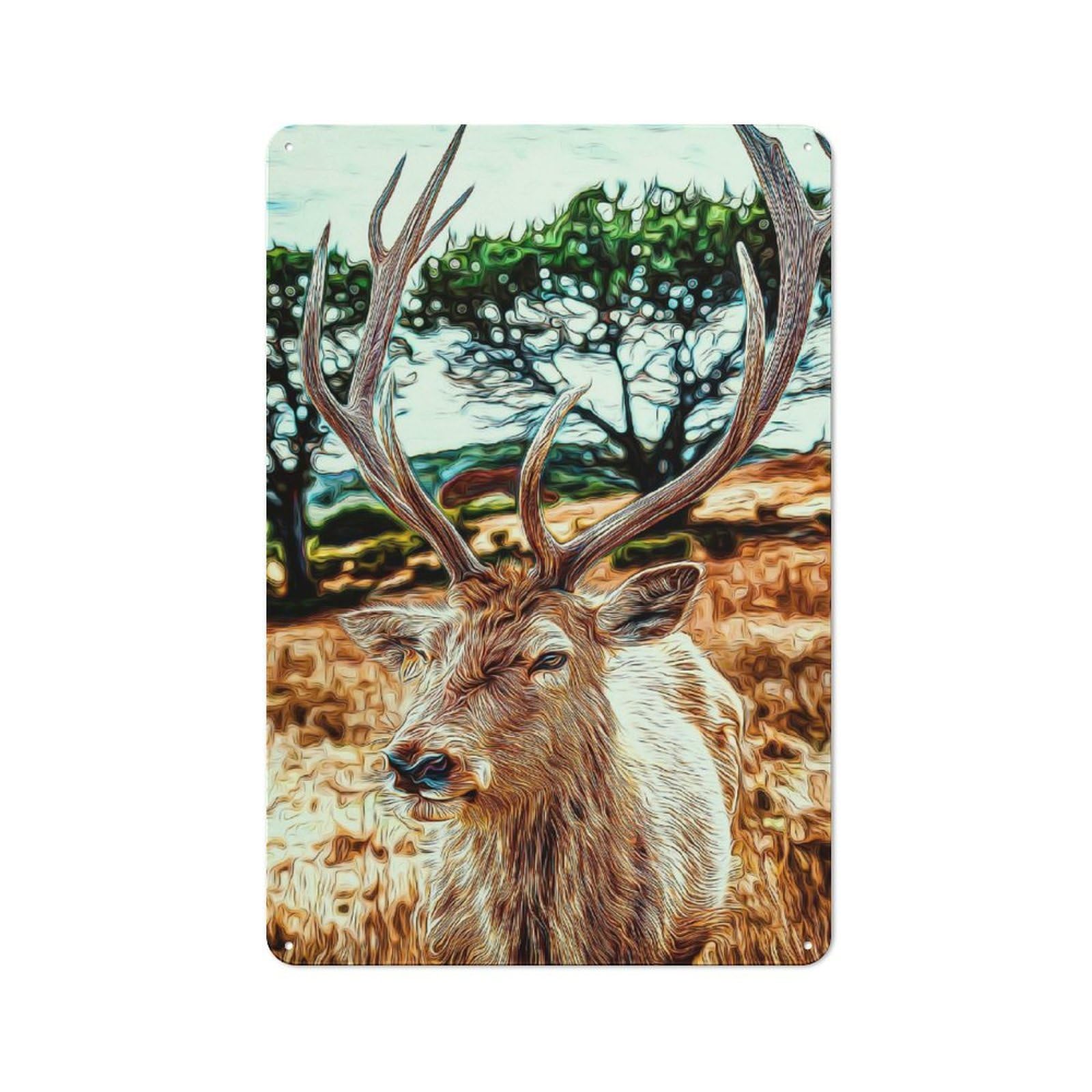 Vintage Reindeer Tin Sign 30x20cm, Shed Wall Plaque for Garage, Workshop, Shed Or Utility Room