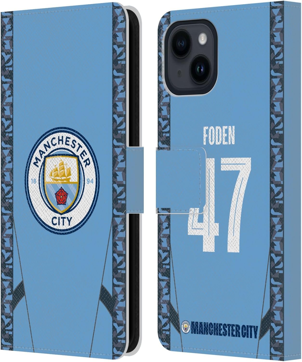 Head Case Designs Officially Licensed Manchester City Man City FC Rodrigo 2024/25 Players Home Kit Leather Wallet Case Compatible with Apple iPhone 13