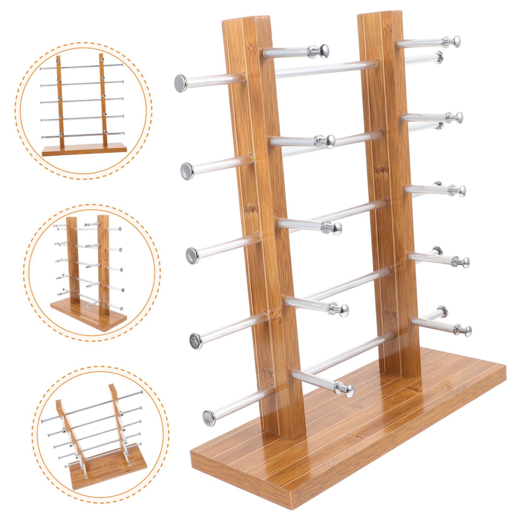 Zerodeko Expositor 10 Versátil Adecuado Soporte Simple de Pares Estructura de Madera Diseño Elegante Verano Almacenamiento Fácil de Mover y Gafas y Decoracion