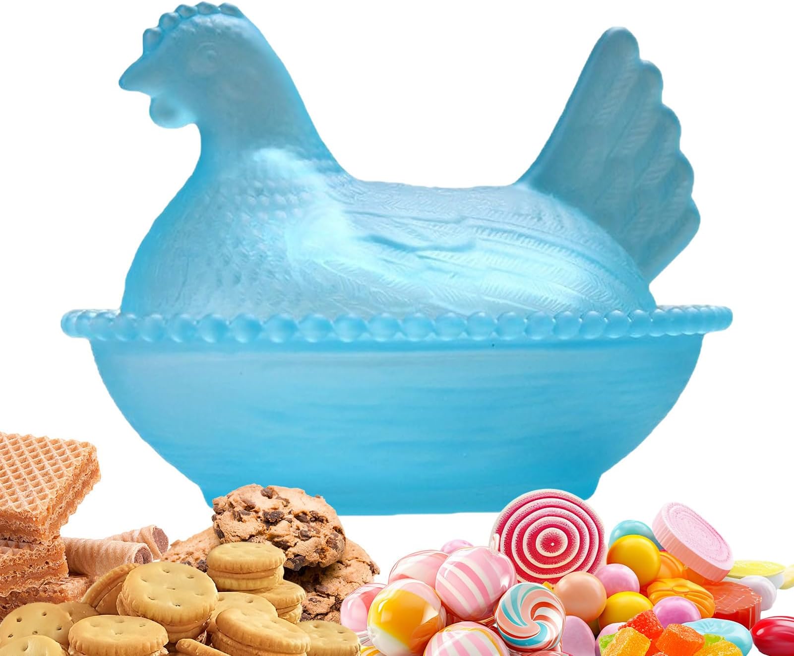 Glass Candy Dish | Hen Shaped Decorative Dessert Storage | Clear Chocolate Dish,for Chocolate Snack Fruit Candy Kitchen Living Room Dining Room Table Desk Counter Office