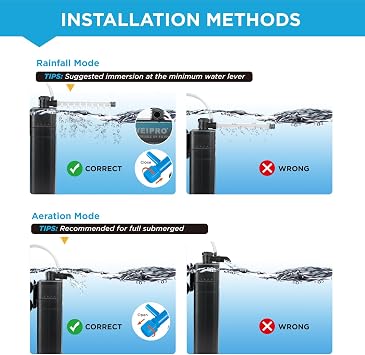 Internal Fish Tank Filter with 9W UV Light, Multi Filter Materials, Adjustable Water Flow Submersible 850L/H Aquarium Filter Pump for 140l ~ 220l Freshwater or 100l ~ 150l Saltwater, TU-900(850L/H)