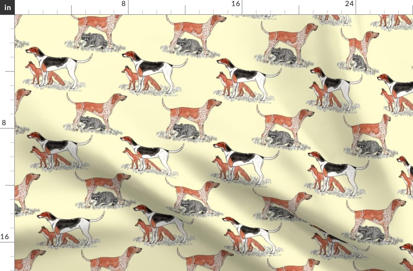 Spoonflower Fabric - Dogs Hound Fox Hunting Printed on Organic Cotton Sateen Fabric by The Yard - Sewing Quilting Apparel Home Decor