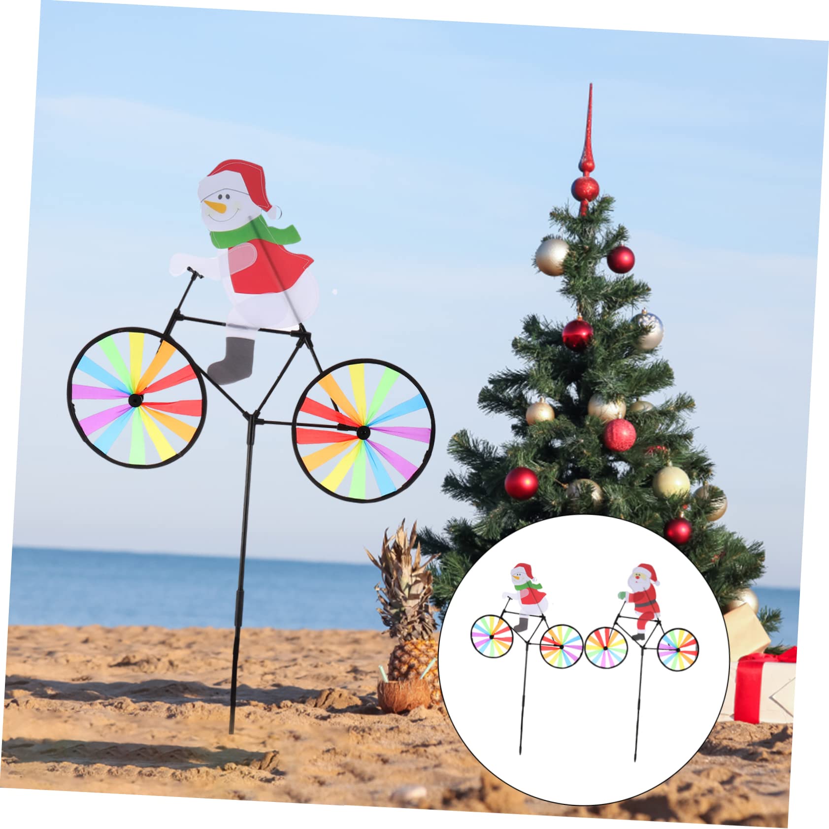 HEMOTON 2Pcs Christmas Garden Windmill Santa for Educational for Outdoor Fun Holiday Decoration for