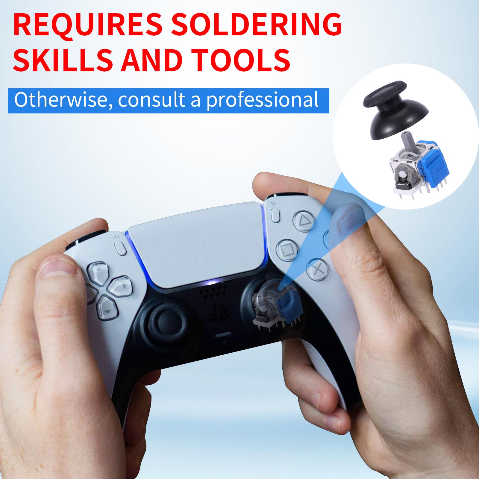 TMR Elektromagnetyczne Joystick, Kompatybilne z PlayStation 5 PS5, Bez Dryftu, Zestaw Naprawczy z Nasadkami 3D, Akcesoria Zamienne z Narzędziem Otwierającym