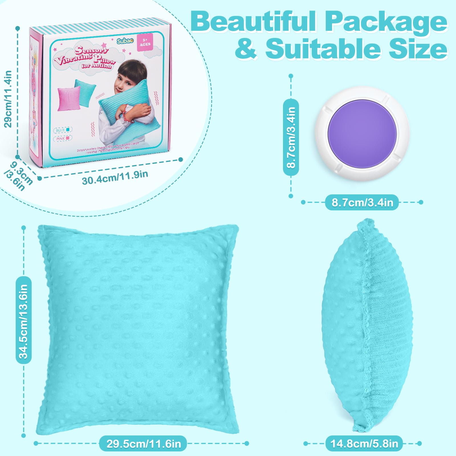 Amazon.com: Subao 12" Vibrating Toddler Pillow with Two Textures, Sensory  Toys for Kids with Autism, ADHD, Birthday & Xmas Gift for Boys & Girls Aged  4-10, Blue : Health & Household
