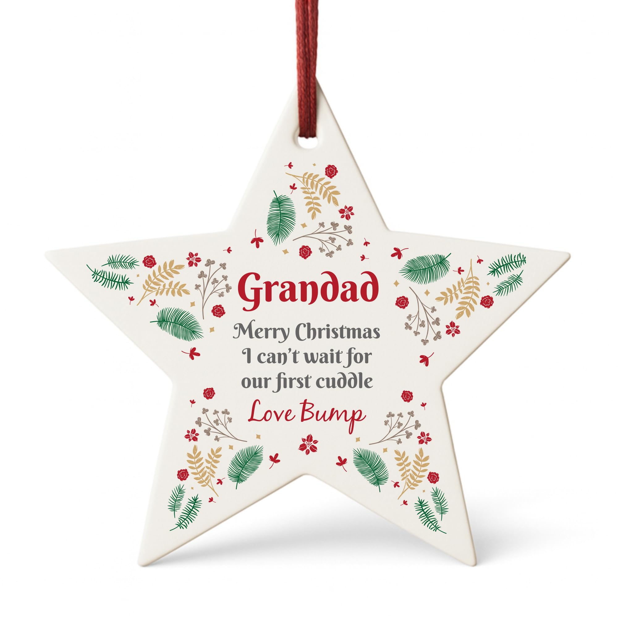 Red Ocean Merry Christmas Grandad To Be From Bump Acrylic Star For New Grandad Christmas Tree Decoration Baby Bump Beautiful Keepsake