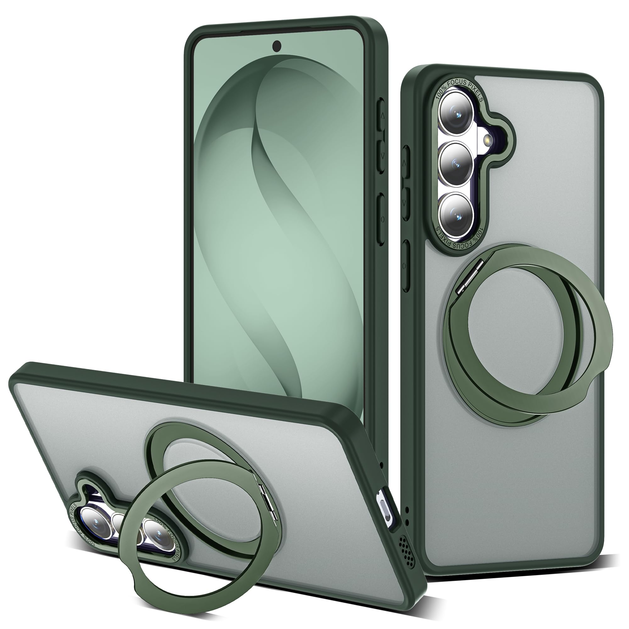 for Samsung Galaxy S26 Plus Case with 360° Spin Stand,Dark Green