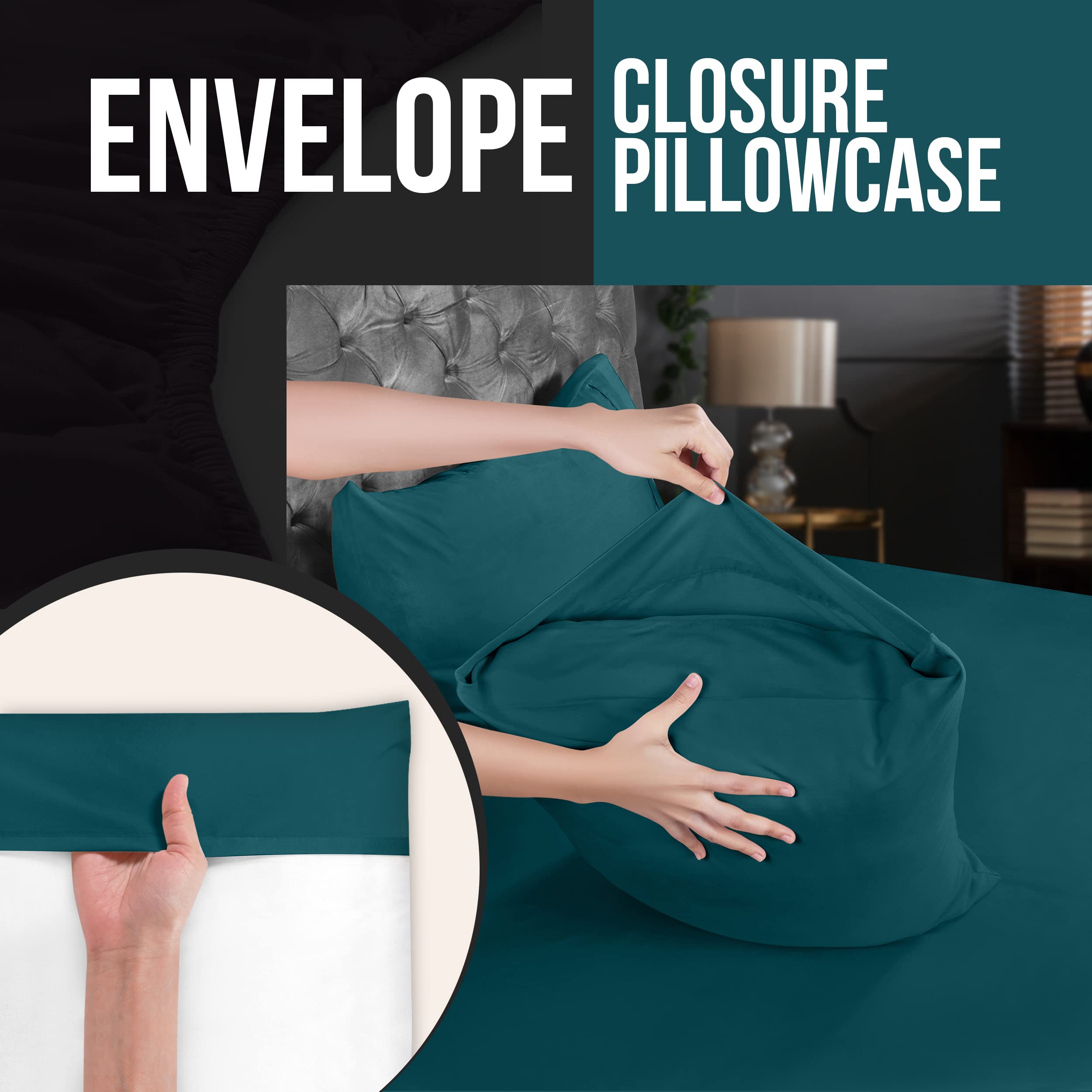 Utopia Bedding Queen Pillow Cases, Pack of 4, Envelope Closure, Soft Brushed Microfiber Fabric - Image 4