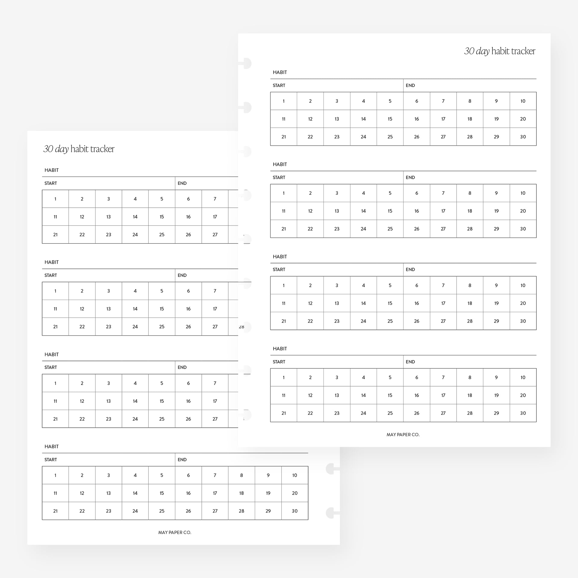 Classic Happy Planner 30 Day Habit Tracker Planner Insert Agenda Refill for 9-Discs Discbound Notebook 7 x 9.25