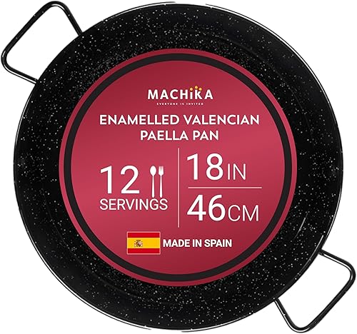 Miniatura 10 de Machika Sartén esmaltada para paella  Sartén para recetas de paella y arroz  Perfecto para interiores y exteriores  Fácil limpieza  Revestimiento a