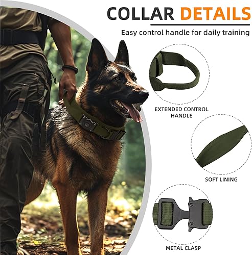 Miniatura 5 de Collar táctico AirTag para perro, 100% impermeable, integrado Apple Air Tag con soporte duro para AirTag de policarbonato, collar militar ajustable