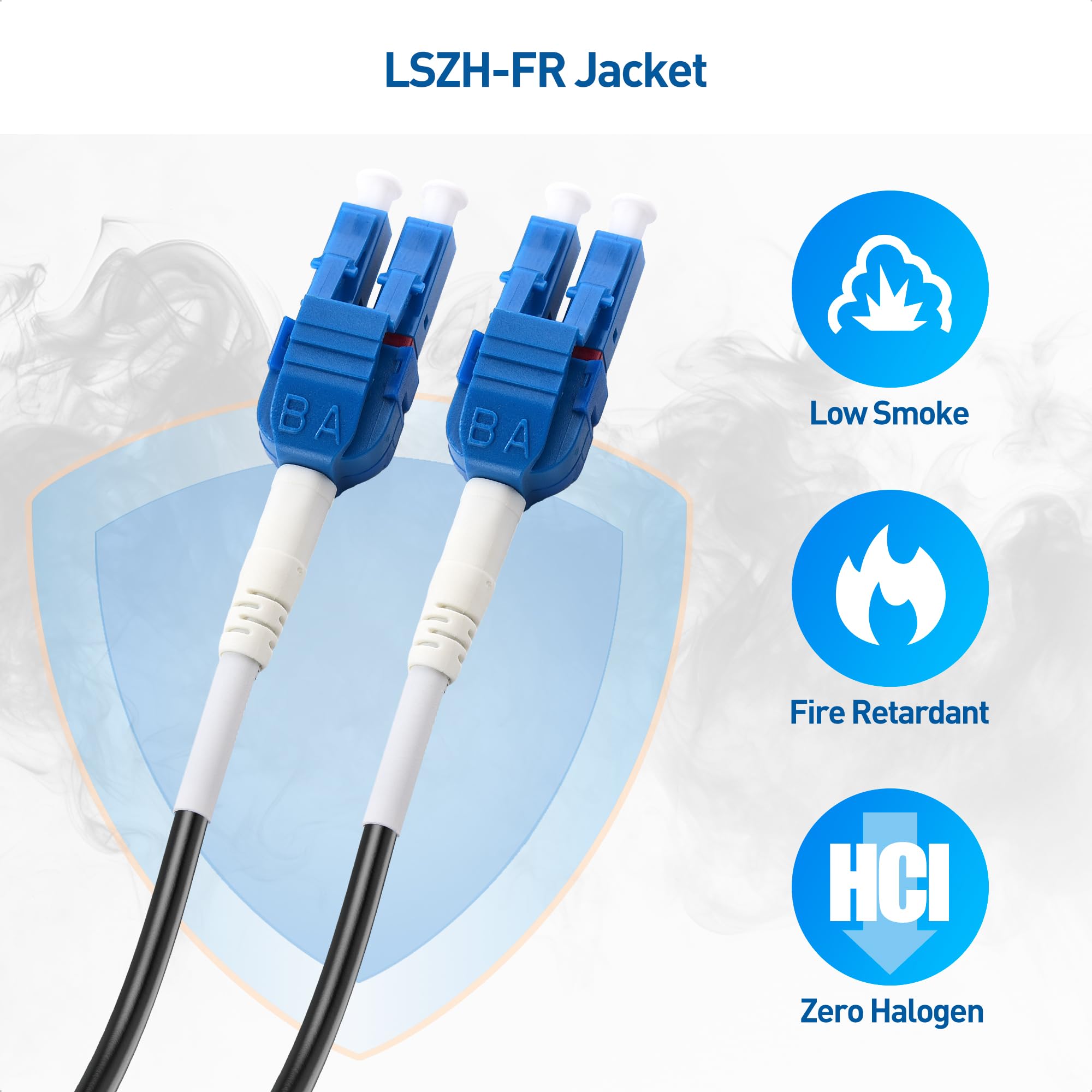 Cable Matters Uniboot OS2 - Cavo patch in fibra corazzata da LC a LC per esterni, 45,7 m, modalità singola duplex 9/125, LSFRZH, supporto diretto per sepoltura con rivestimento resistente ai raggi UV