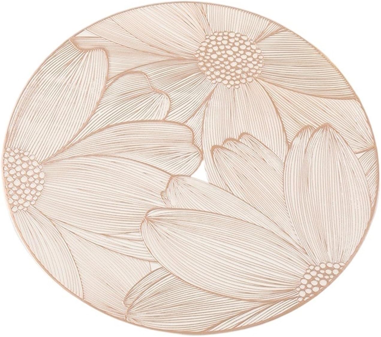 1pc Round Pattern PVC Hot Stamping Placemat Light Luxury and Elegant Coffee Dining Table Decorative Mat Coaster(Silver)