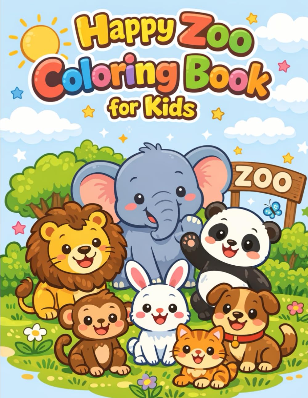 Happy Zoo Coloring Book for Kids