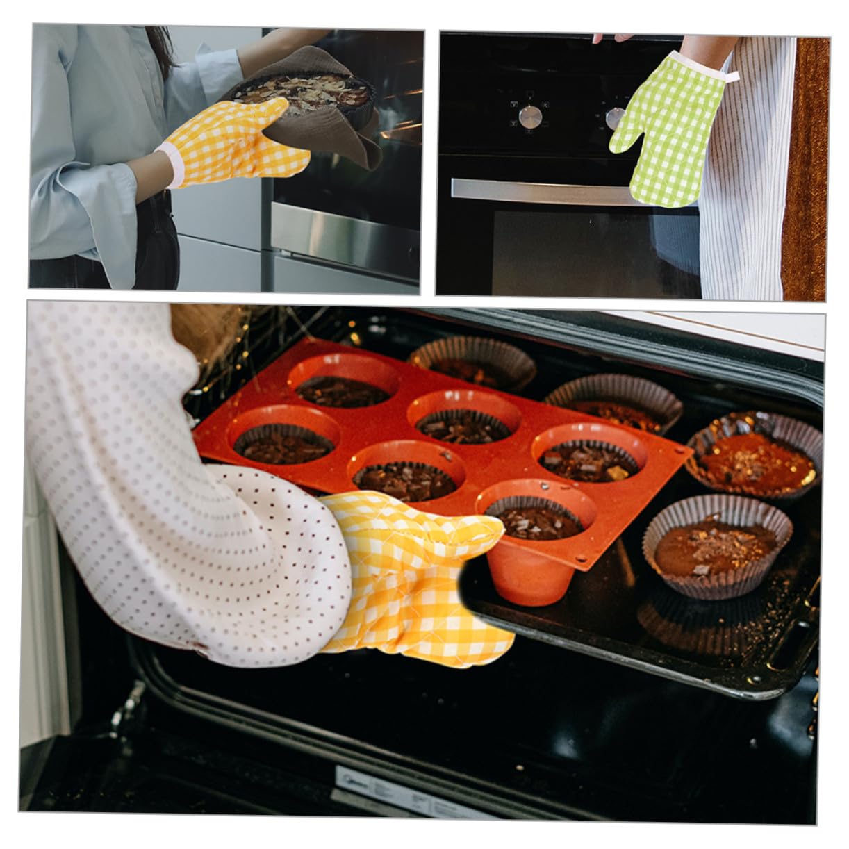 Maniques Cuisine Four Résistantes la Chaleur en Polyester, Lot de 2 Pièces, Lavables en Machine, Cuisson Pâtisserie