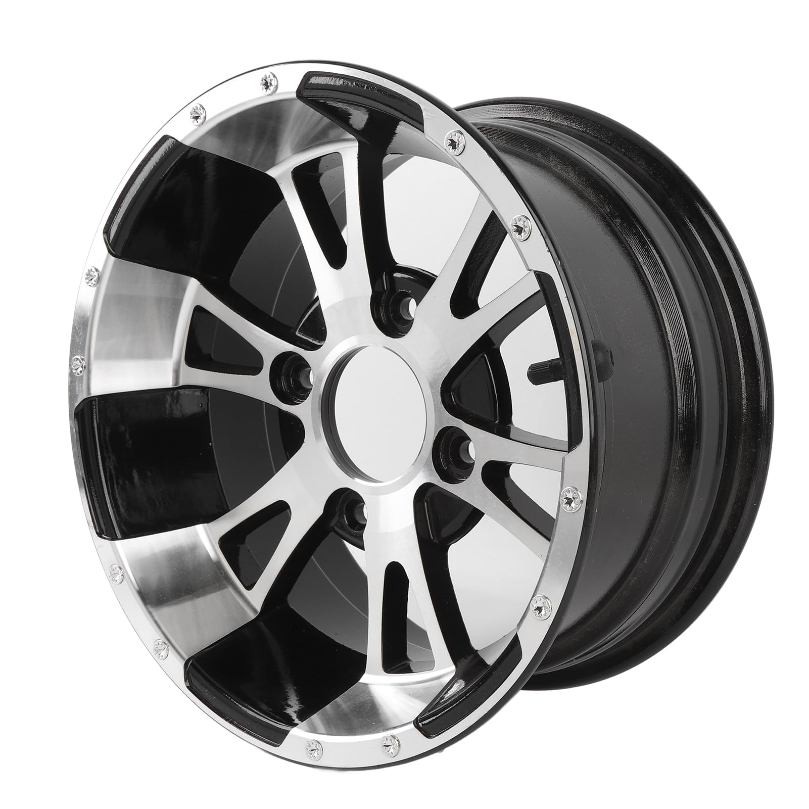 Keenso Llanta de 12 Pulgadas Llanta de Aleación de Aluminio de Rueda ATV Espaciado de 4 Orificios 110 Mm Acabado de Metal Liviano para ATV Go Kart UTV Reemplazo de Quad Uso Todoterreno
