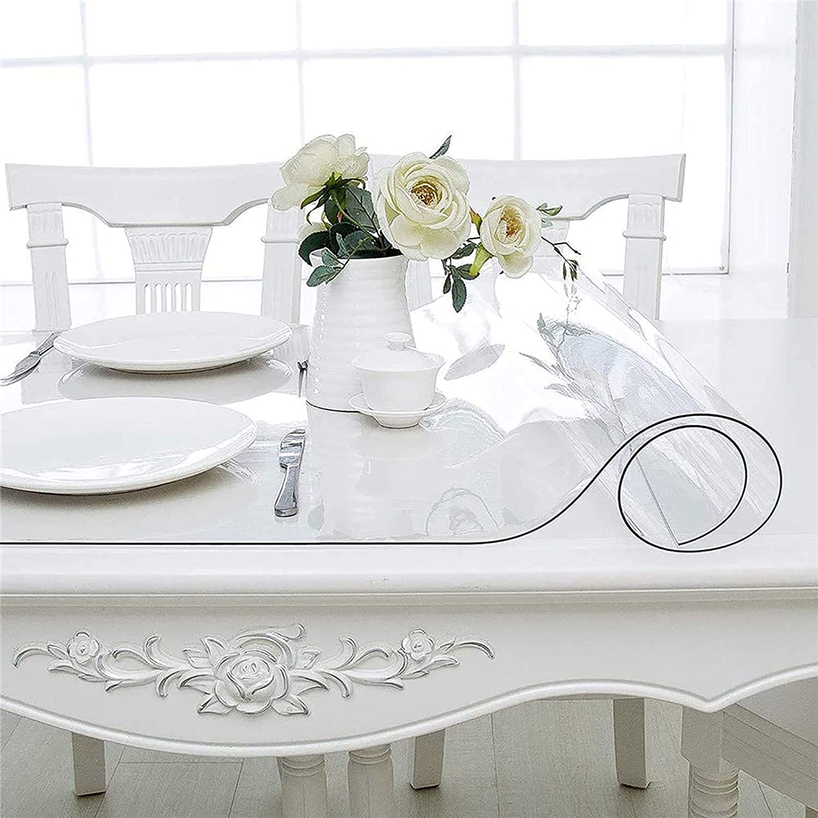 CTable Protector- Funda protectora de 2 mm de grosor, impermeable y resistente al aceite, para cocina, mesa de comedor y mesas auxiliares, lavable, resistente a los arañazos, 150 x 210 cm