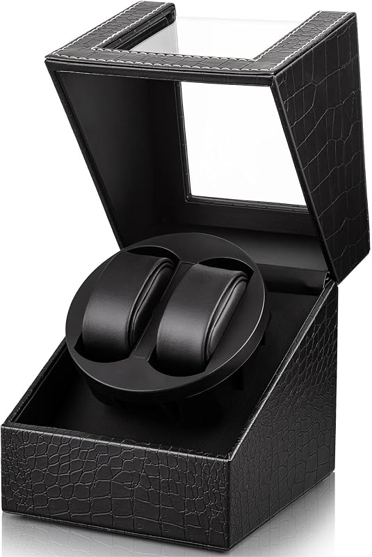 SHOWPIN Automatic Double Watch Winder: 2 Slots Watch Winder Box for Women and Men's Automatic Watches with Japanese Quiet Motor Dual Rotation Mode USB Powered