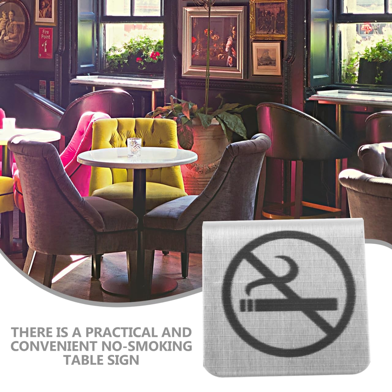 OUNONA Panneau De Table Inoxydable Double Face Interdit De Fumer Pour Restaurants Bureaux Espaces Publics 7.9X2X2 Pouces Signalétique Non Fumeurs Durable Facile À Nettoyer