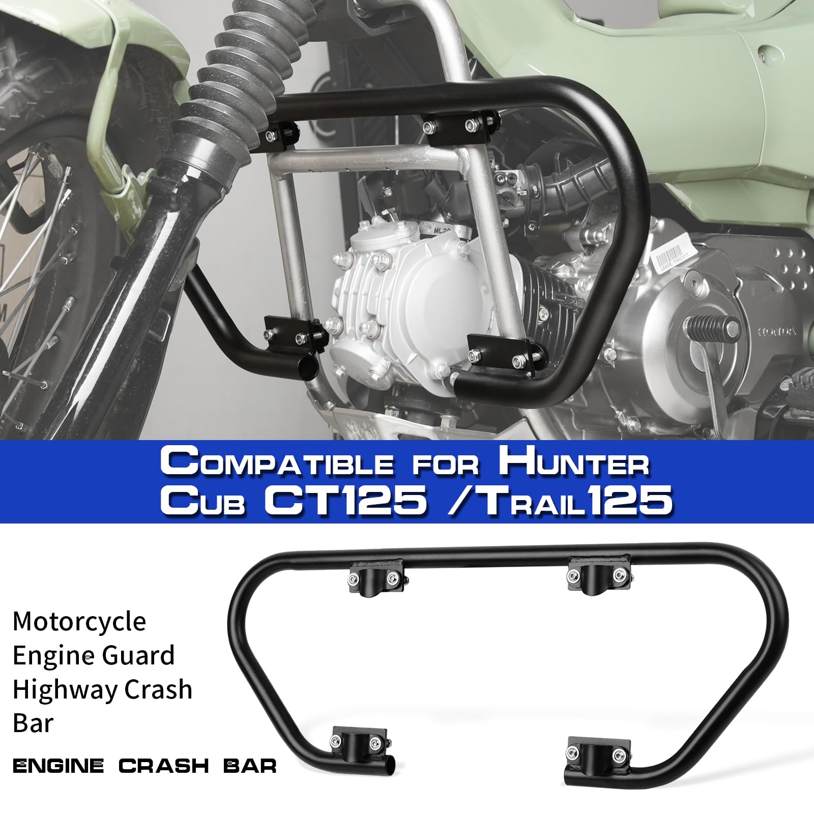 Motorcycle Crash Bars For Honda Trail125/CT125 (2020-2024) – Steel Lower Engine Guard, Frame Protection