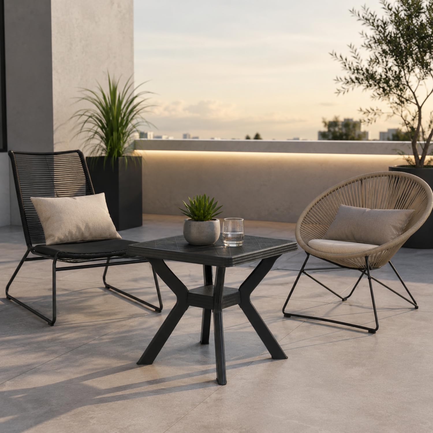 PALUPLUS Tavolo Quadrato da Giardino in Plastica colore Antracite, Misura 70x70x72 cm, Salvaspazio Facile da Riporre, Tavolino da Campeggio, Terrazzo, per Esterno ed Interno -REN3004F