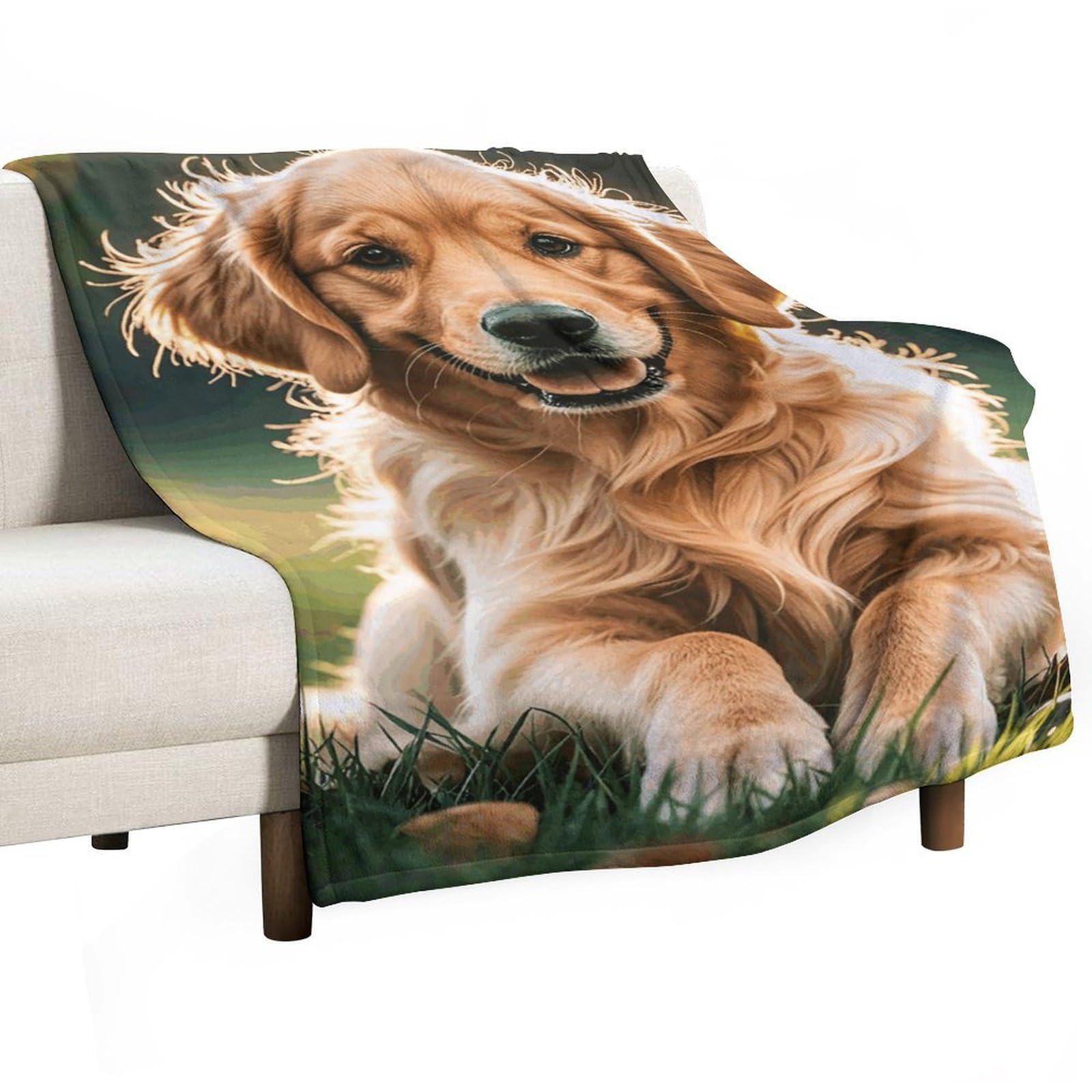 Couverture en flanelle douce imprimé Golden Retrievers de qualité supérieure
