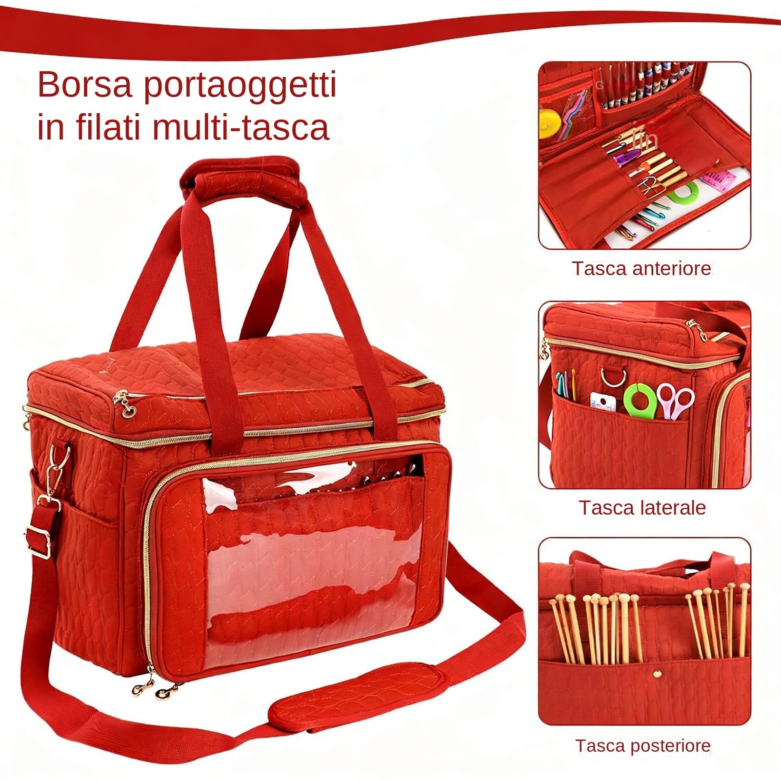 Bolso de Ganchillo Estuche Organizador Portátil Para Suministros De