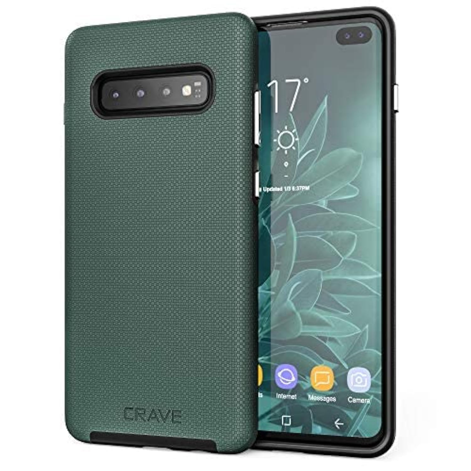 Crave Dual Guard for Galaxy S10+ Case, Shockproof Protection Dual Layer Case for Samsung Galaxy S10+, S10 Plus (6.4 inch) - Forest Green