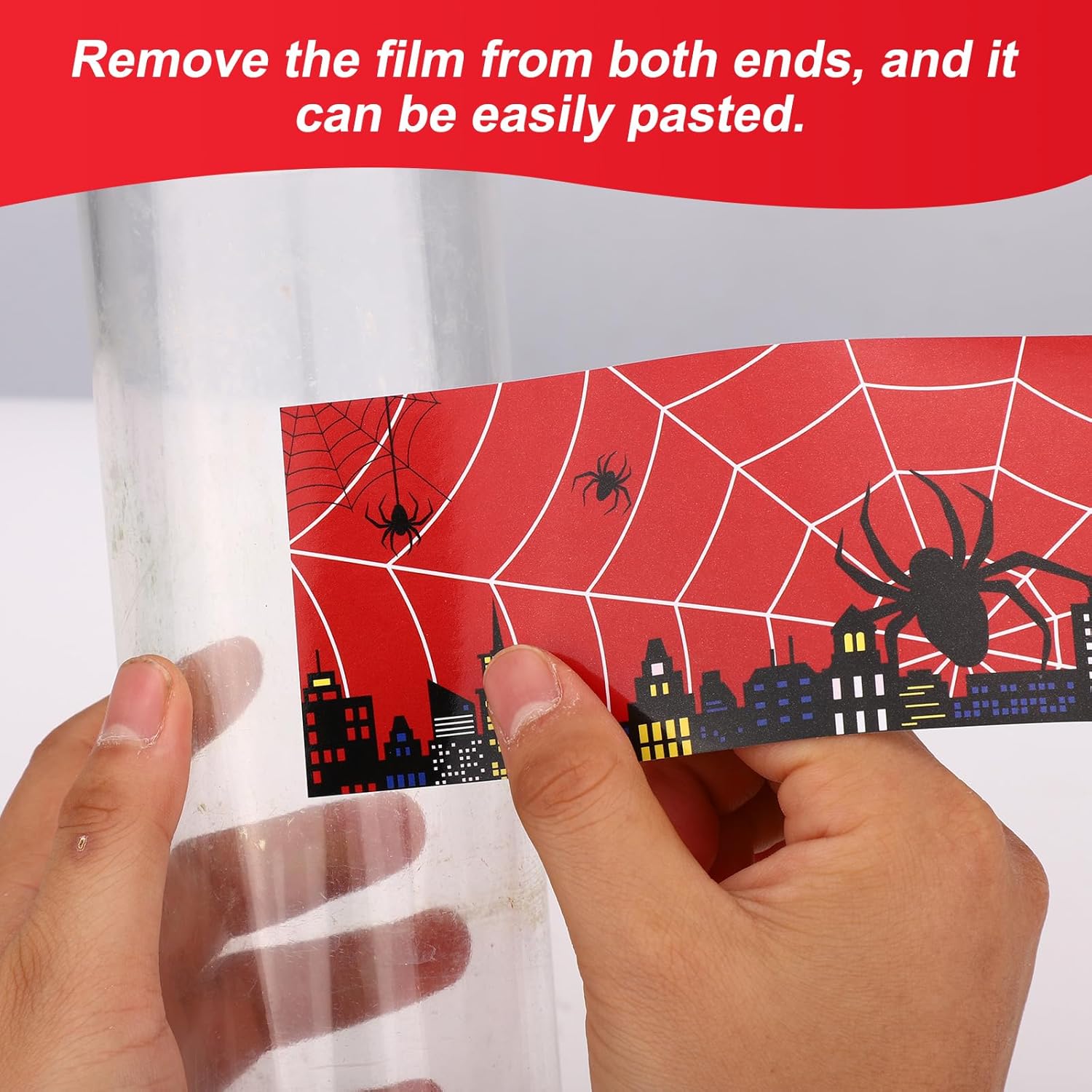 40pcs Spider Water Bottle Labels, 20x6cm/7.9x2.4in Waterproof Red Spider Water Bottle Stickers Suitable for Kids Birthday Party Themed Events Drink Decorations