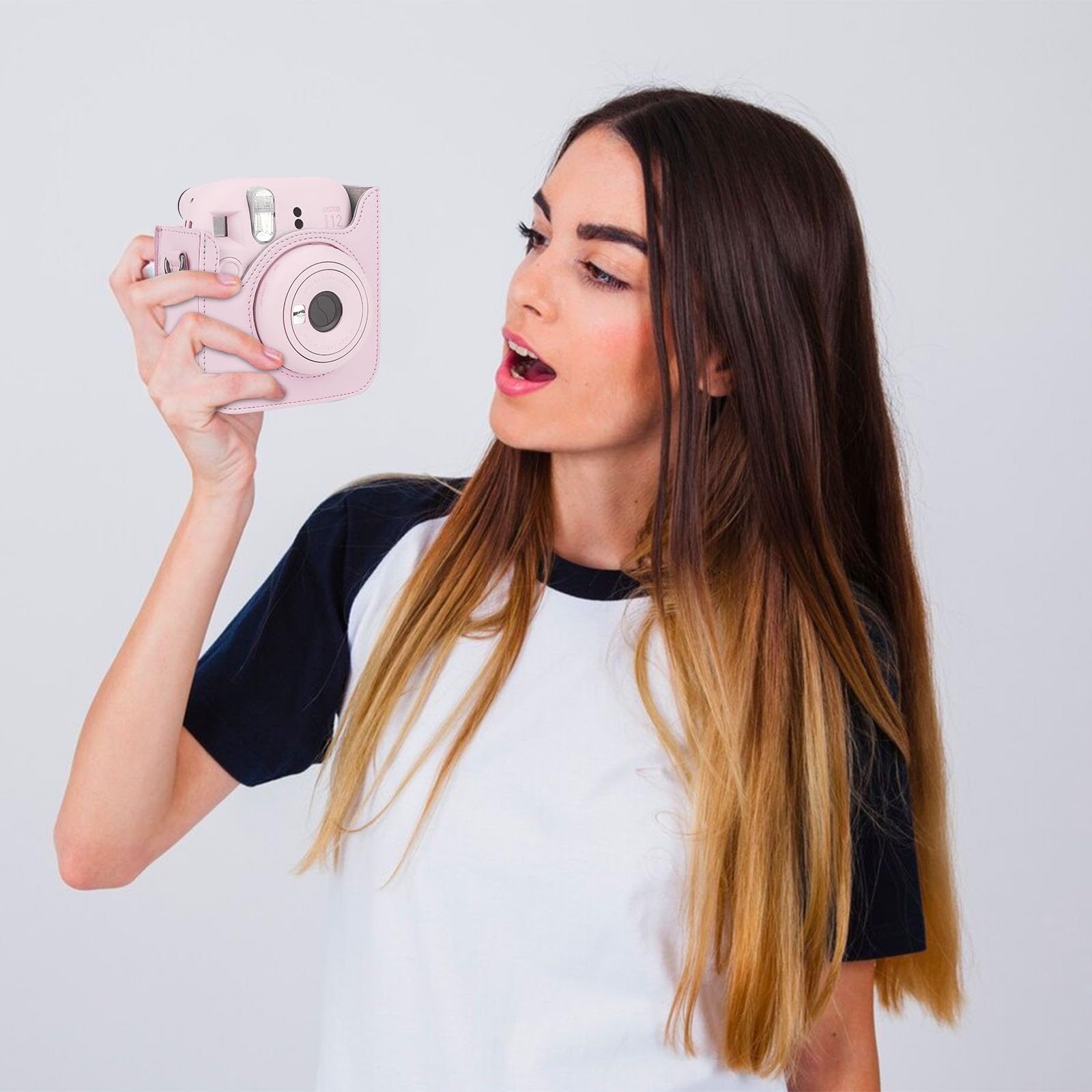 Fujifilm Instax Mini 12 Housse Appareil Photo Instantané Sac de Voyage Rose