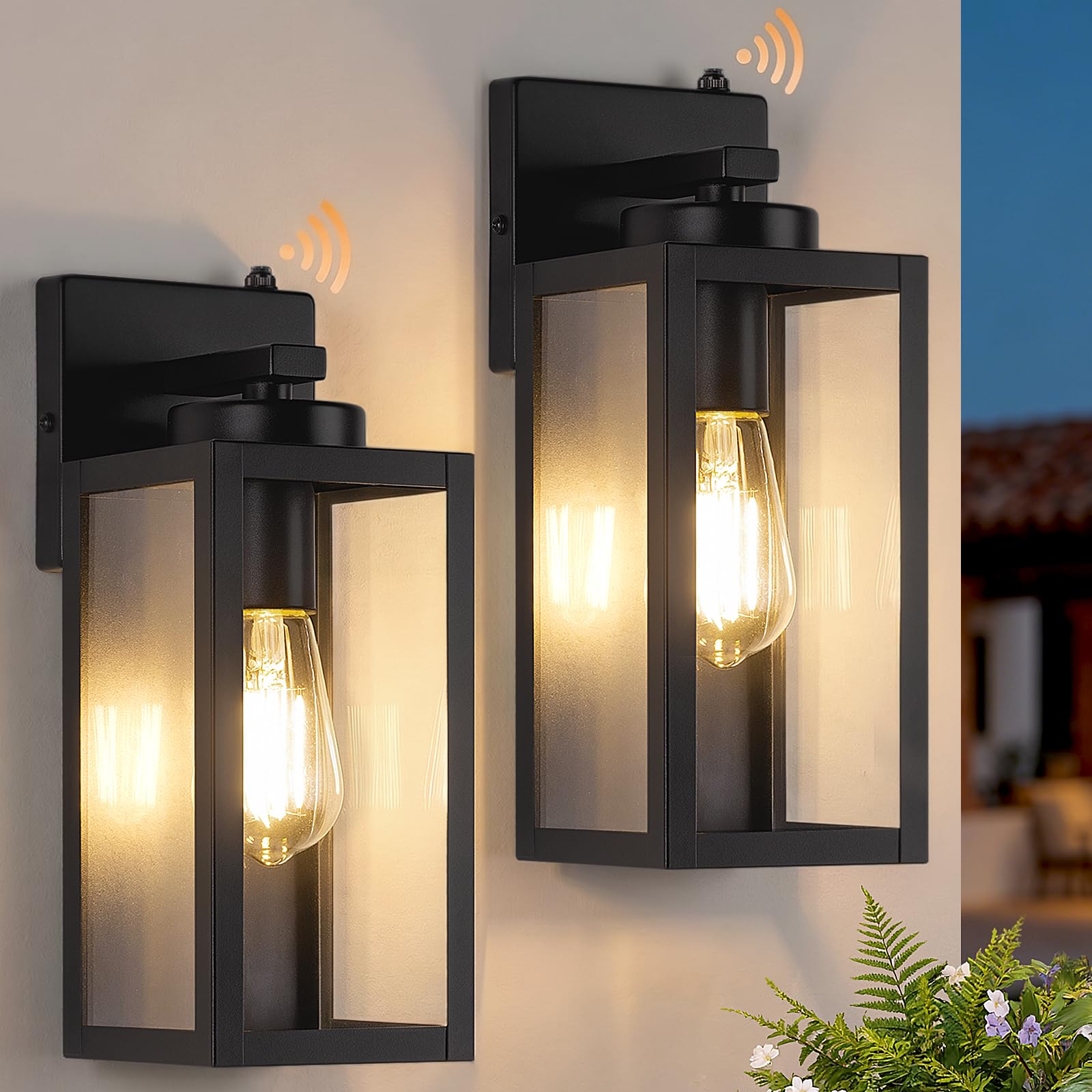 Photo 1 of BesLowe Upgraded Dusk to Dawn Outdoor Wall Lights, Matte Black, 2-Pack
