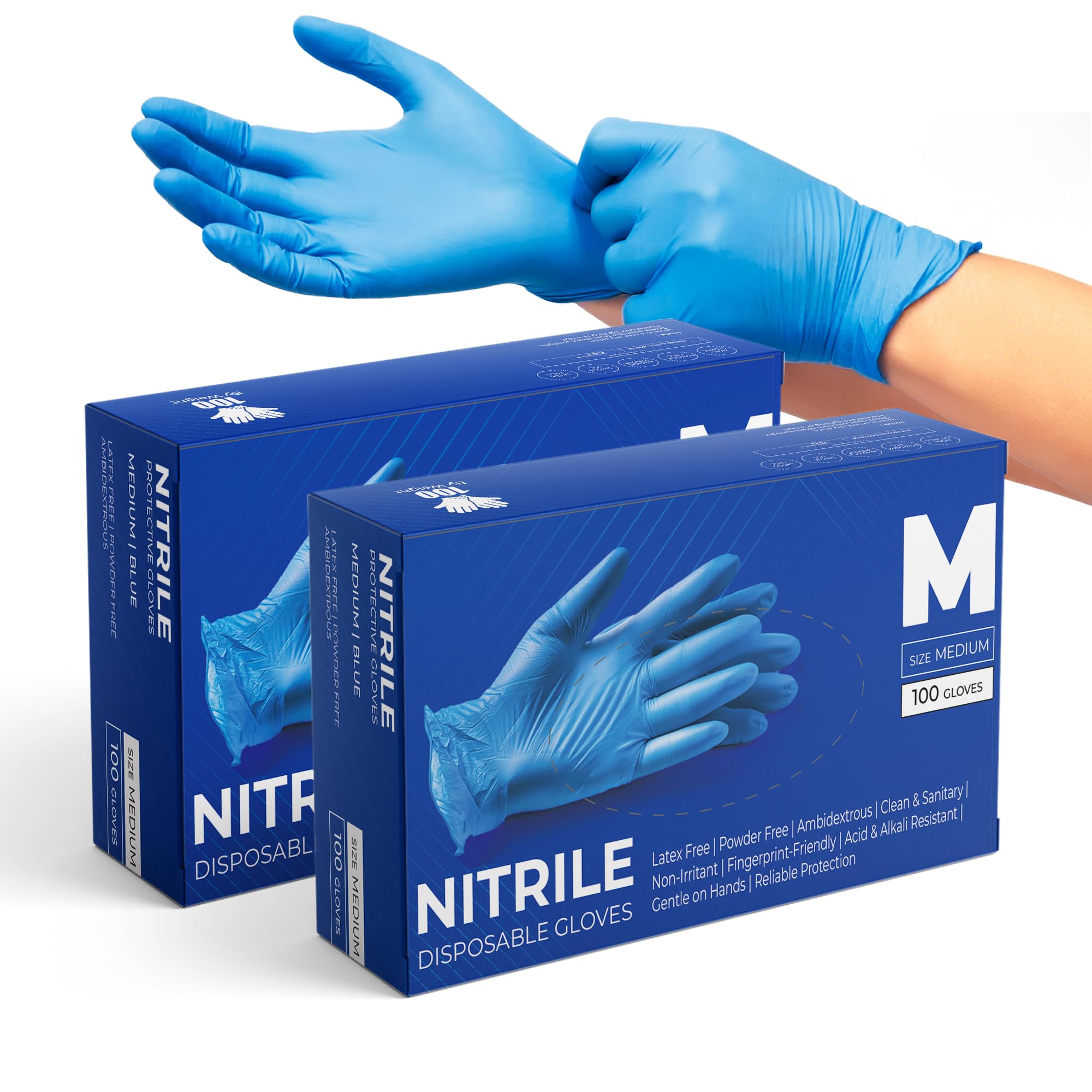 eatasty Disposable Gloves, Pack of 200, Blue Nitrile Gloves, Powder-Free, Latex-Free, Strong with Textured Grip, Multipurpose for Food Handling, Cleaning, Automotive & DIY