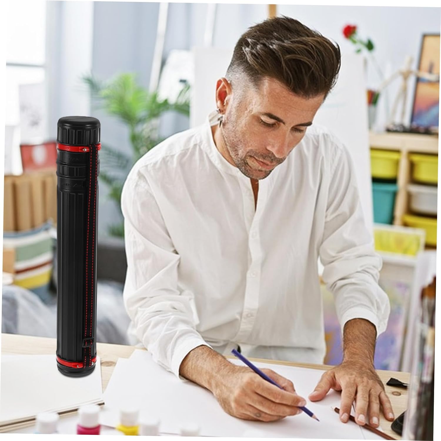 Extendable Plastic Telescopic Drawing Tube Extra Storage for Artwork Plans and Documents and Drop Design