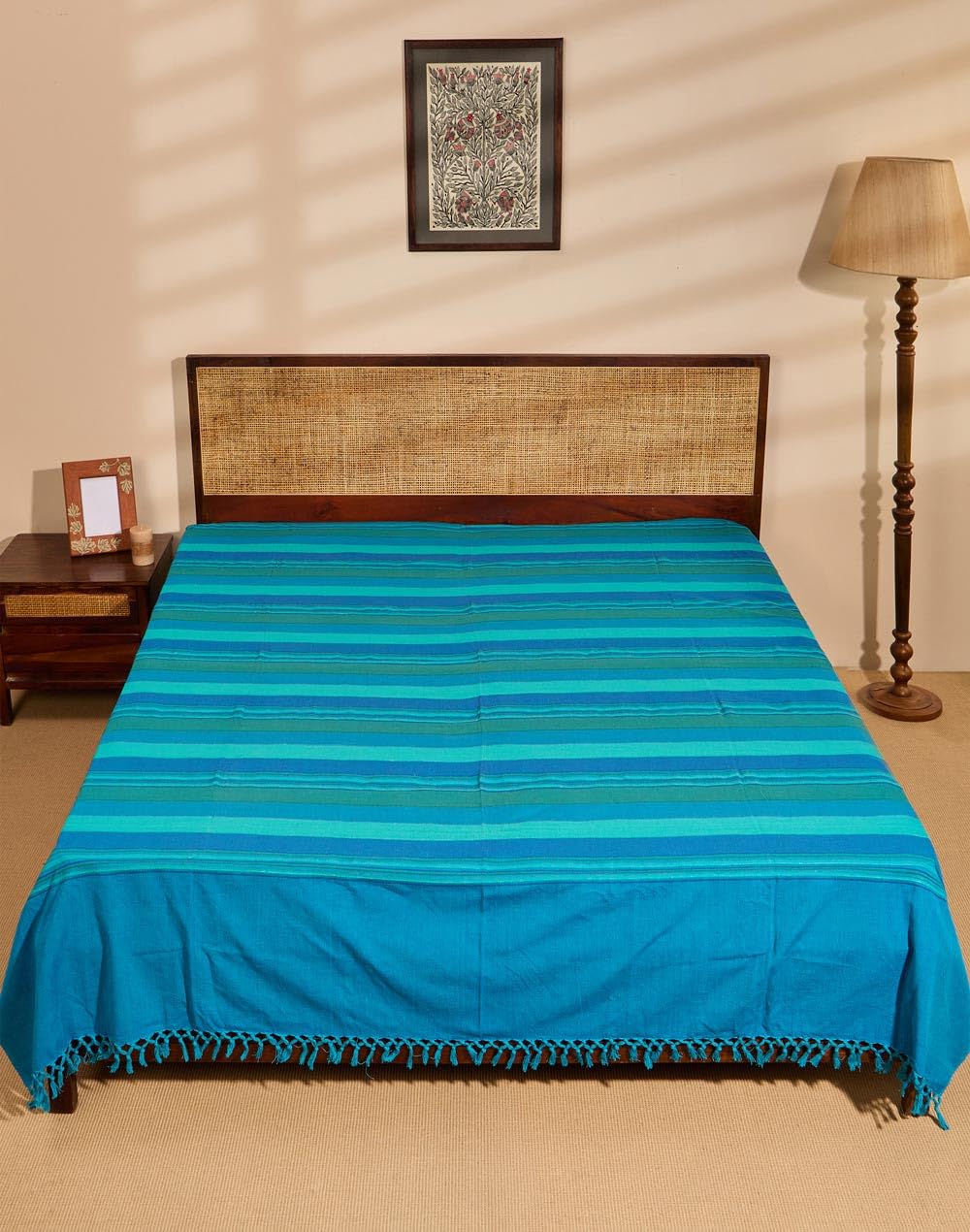 Fabindia Turquoise Cotton Single Bed Cover-picture-11